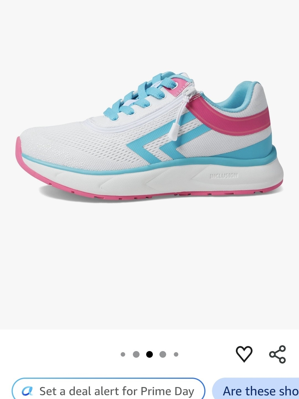 Women's White Athletic Sneakers with Turquoise and Pink Accents